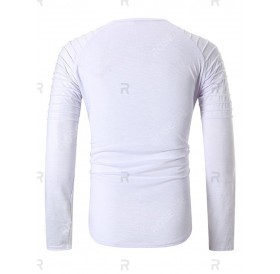 Pleated Raglan Sleeve Curved Hem Long Sleeve T-shirt - 3xl