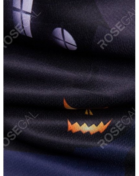 Halloween Village Printed Casual T-shirt - L