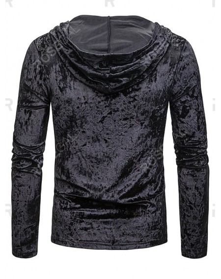 Lace Up Solid Velour Hooded T-shirt - 2xl
