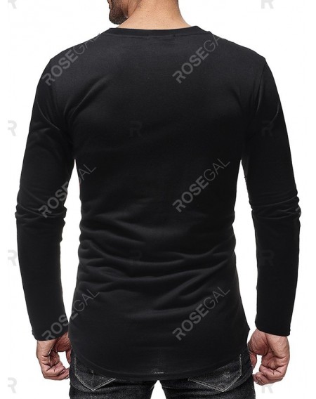 Plaid Pattern Long Sleeve Ripped T-Shirt - Xl