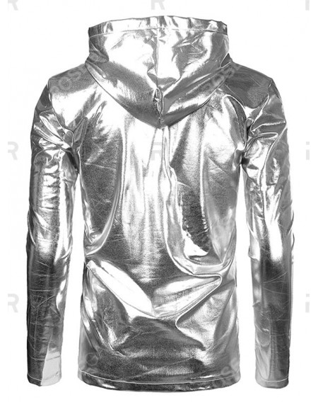 Metallic Hooded Long Sleeve T Shirt - 2xl
