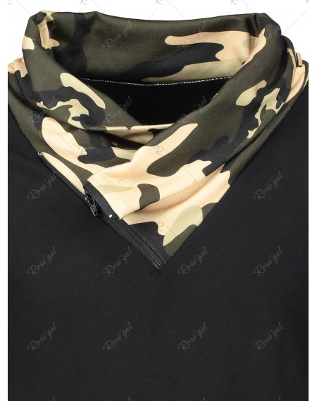 Camouflage Heaps Collar Long Sleeve T-shirt - L
