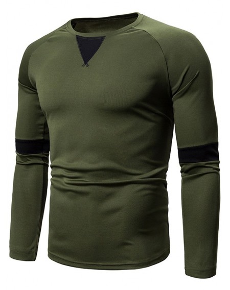 Casual Color Spliced Full Sleeves T-shirt - 3xl