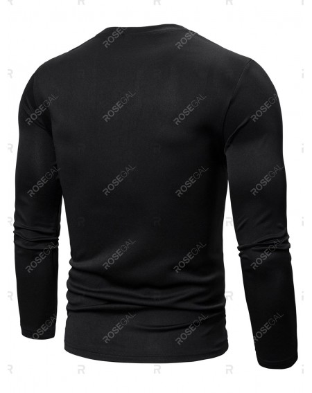 Color-blocking Long Sleeves Casual T-shirt - 2xl