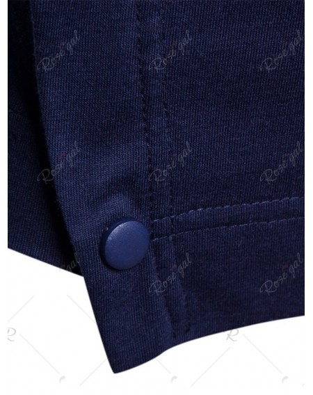 Button Hem Design Long Sleeve T-shirt - L