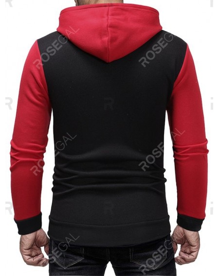 Hooded Contract Color Drawstring Hoodie - M