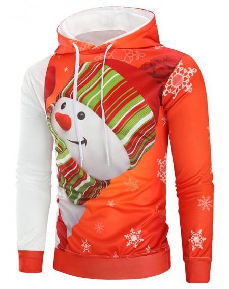 Christmas Snowman Print Hoodie - 2xl