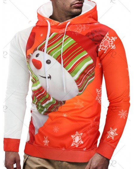 Christmas Snowman Print Hoodie - 2xl