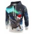 Looking Up Cat with Christmas Hat Print Casual Hoodie - Xl