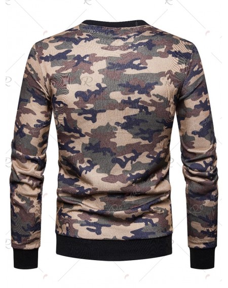 Color Block Letter Printed Camouflage Sweatshirt - 2xl