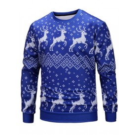 Reindeer Seamless Pattern Christmas Sweatshirt - L