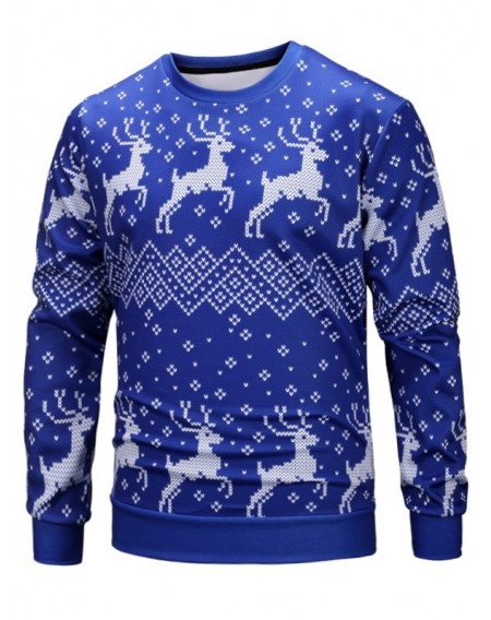Reindeer Seamless Pattern Christmas Sweatshirt - L