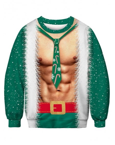 Crew Neck 3D Christmas Body Printed Sweatshirt - M