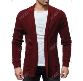 Two Pocket Knitted Open Front Cardigan - S