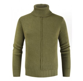Solid Color Turtleneck Long-sleeved Sweater - L