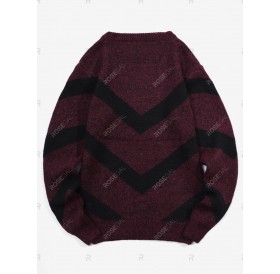 Chevron Graphic Long Sleeve Knitted Sweater - S
