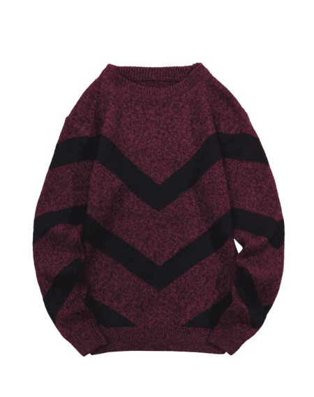 Chevron Graphic Long Sleeve Knitted Sweater - S