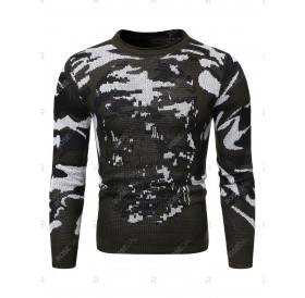 Camo Skull Pattern Long-sleeved Sweater - Xl