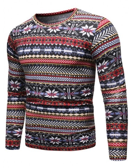 Snowflake Pattern Long Sleeves Sweater - S
