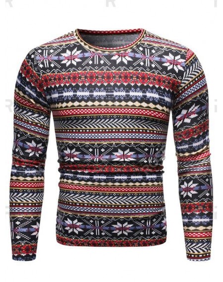 Snowflake Pattern Long Sleeves Sweater - S