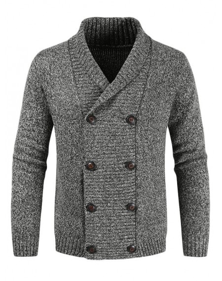 Solid Color Double Breasted Long-sleeved Cardigan - M