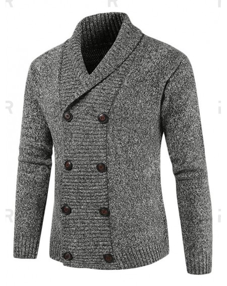Solid Color Double Breasted Long-sleeved Cardigan - M