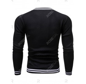 Striped Design V-Neck Long-sleeved Sweater - 2xl