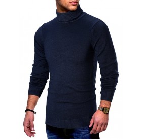 Solid Color Turtleneck Pullover Sweater - Xl