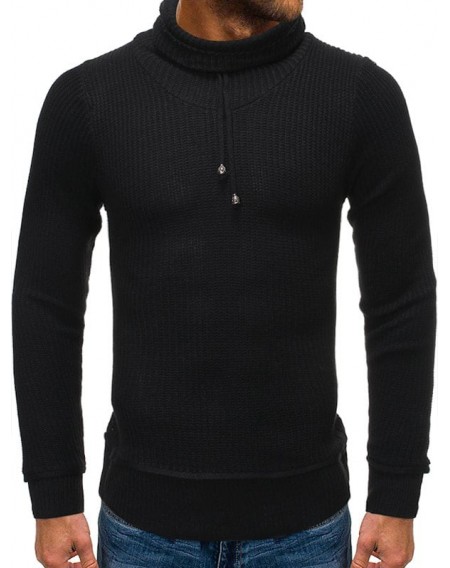 Drawstring Turtleneck Pullover Sweater - M