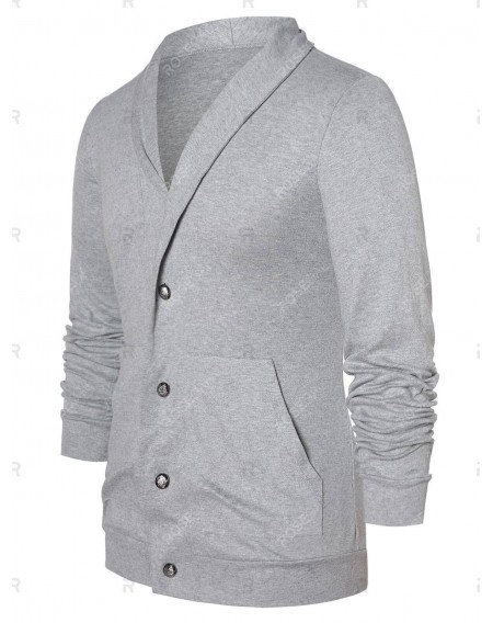 Button Up Shawl Collar Cardigan - 2xl