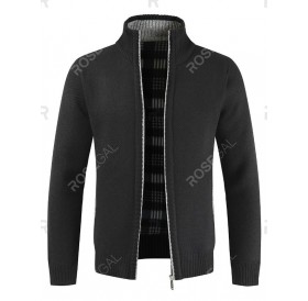 Solid Color Zip Up Full Sleeves Cardigan - S