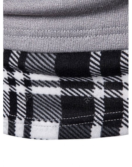 2 in 1 Plaid Trim Cowl Neck Pullover Sweater - 2xl