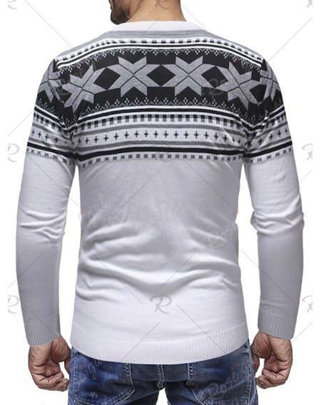 Christmas Jacquard Pattern Crew Neck Sweater - L
