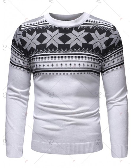Christmas Jacquard Pattern Crew Neck Sweater - L