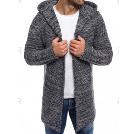 Open Front Long Hooded Cardigan - 2xl