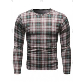 Plaid Pattern Long-sleeved Casual Sweater - L