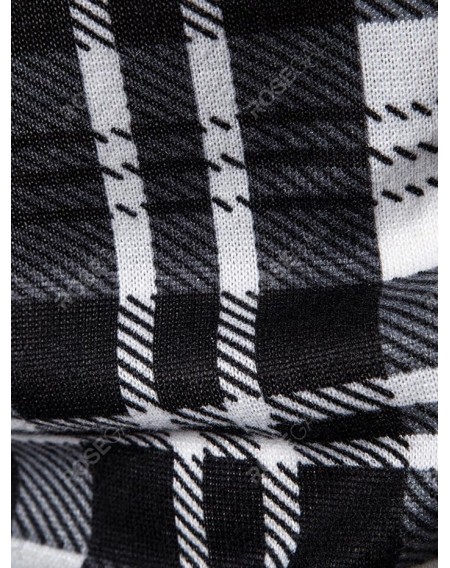 Plaid Print Half Button Vintage Pullover Sweater - 2xl