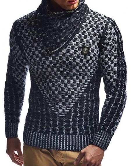 Casual Buckle Decoration Knitted Sweater - Xl