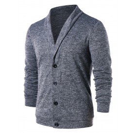 Solid Color Turn Down Collar Cardigan - M