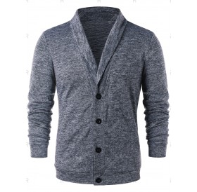 Solid Color Turn Down Collar Cardigan - M