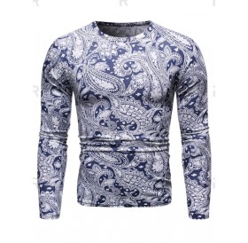 Paisley Pattern Long Sleeves Sweater - M