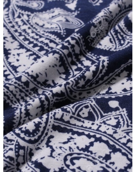 Paisley Pattern Long Sleeves Sweater - M
