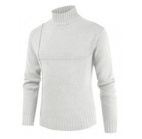 Solid Color Mock Neck Long Sleeves Sweater - 3xl