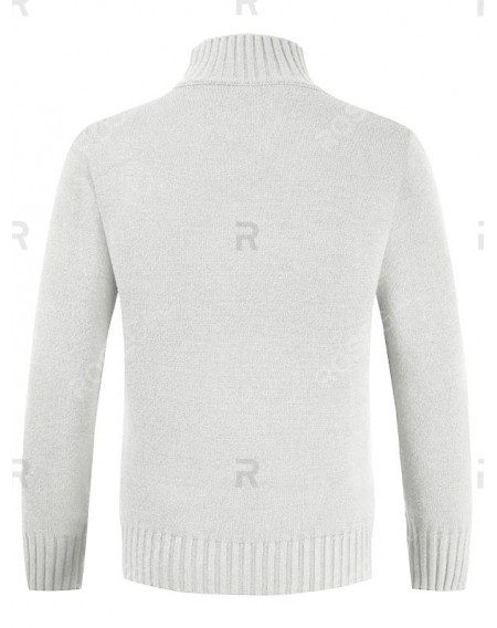 Solid Color Mock Neck Long Sleeves Sweater - 3xl