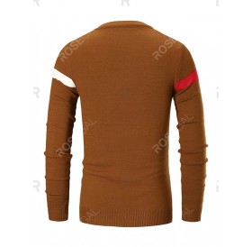 Color Spliced Casual Long-sleeved Sweater - Xl