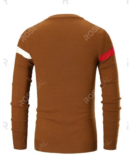 Color Spliced Casual Long-sleeved Sweater - Xl