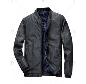 Men Winter Plus Velvet Striped Casual Jacket Youth Trend Jacket - L