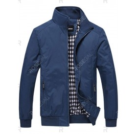 Male Overcoat Casual Solid Slim Stand Collar Zipper Men Jackets - Xxl