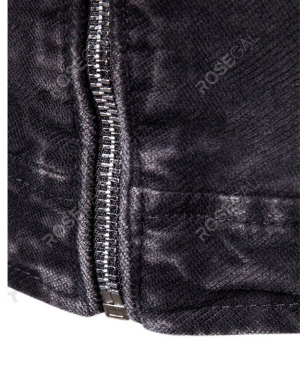 Retro Solid Color Zippers Casual Jacket - Xs