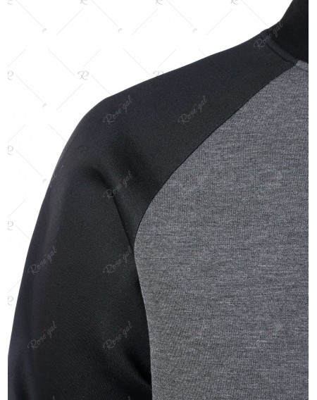 Color Block Raglan Sleeve Baseball Jacket - 2xl